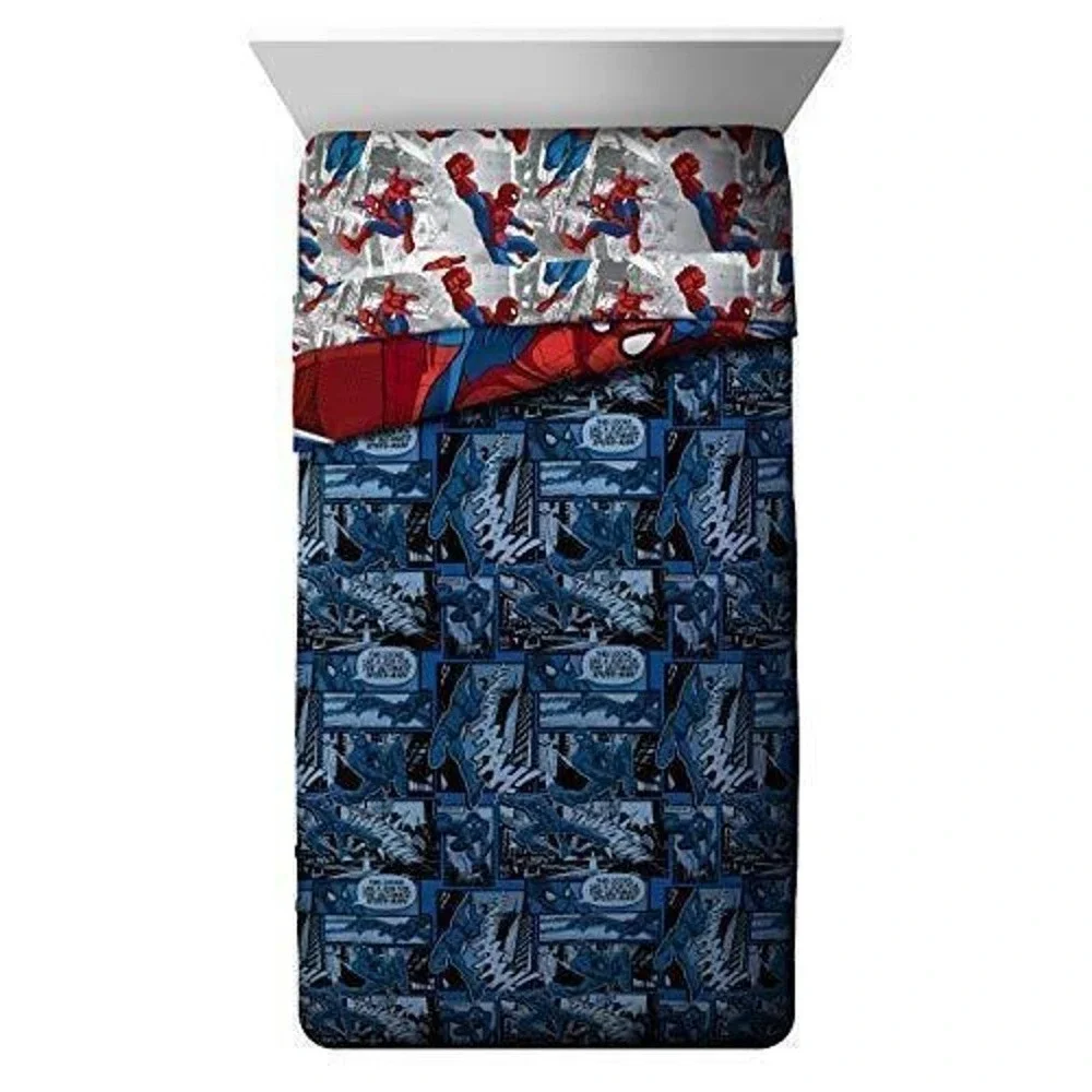 Marvel Spiderman Burst Twin Comforter - Super Soft Kids Reversible Bedding fe...